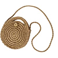  - Bolso de Paja Mujeres Redondo Bolsos de Bandolera Verano Crossbody Totes de Playa Ratán Tejidas a Mano Para Estilo Boho Para Viajes- Fechas y Vacaciones